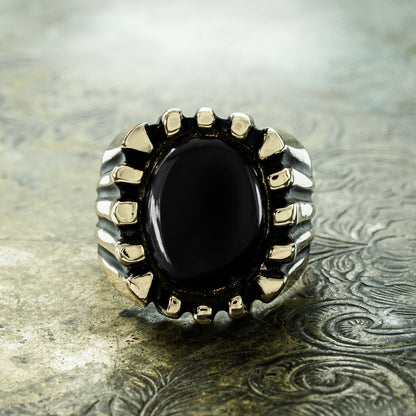 vintage-mens-ring-genuine-onyx-antiqued-yellow-gold-plated
