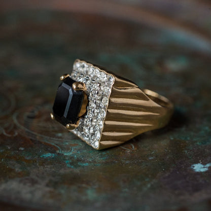 Vintage Austrian Crystal Cocktail Ring 18k Yellow or White Gold Electroplated Women's Birthstne RingMade in USA