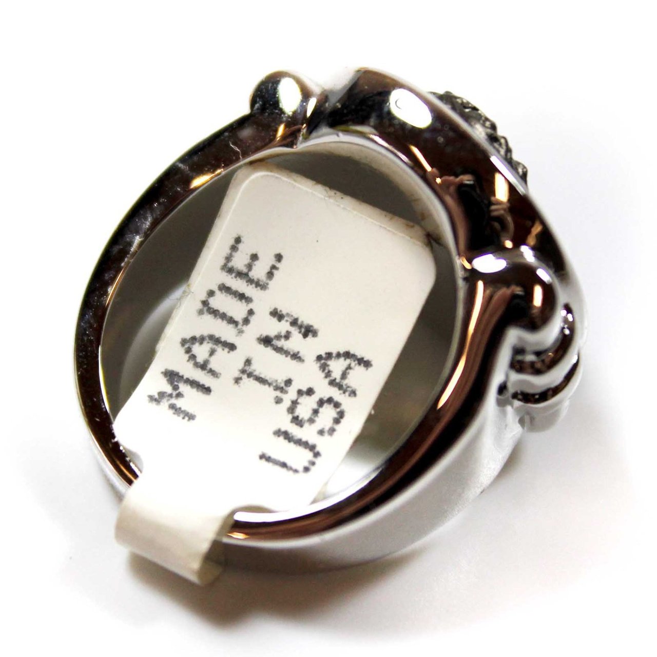 Vintage Ring Black Oxidized Cameo Rhodium Plated Silver Tone Ring #R4062 Size: 7