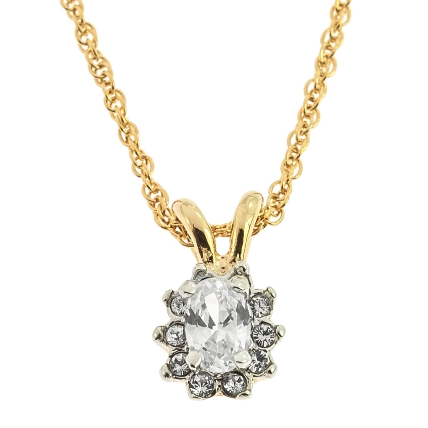 Vintage Smoke Topaz and Clear Austrian Crystal Pendant Necklace - 18k Gold Electroplated jewelry image 1