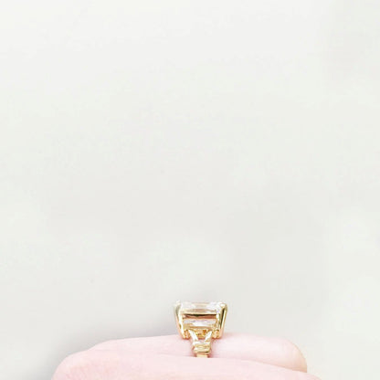 Vintage Ring Emerald Swarovski Crystal Ring 18k Gold Antique Womans Jewelry Handmade Size Emerald R3825