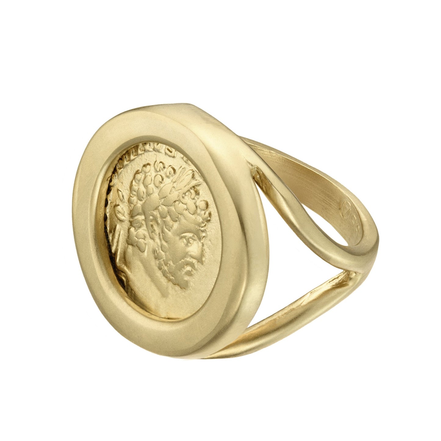 Rare Vintage Roman Emperor Antonius Pius Coin Ring Collectors Item Gold Plated.