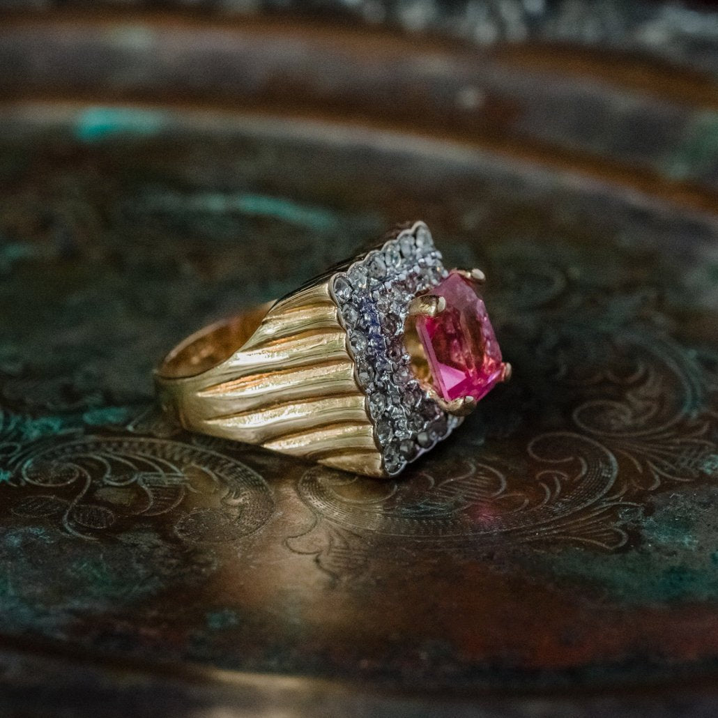 Vintage Austrian Crystal Cocktail Ring 18k Yellow or White Gold Electroplated Women's Birthstne RingMade in USA