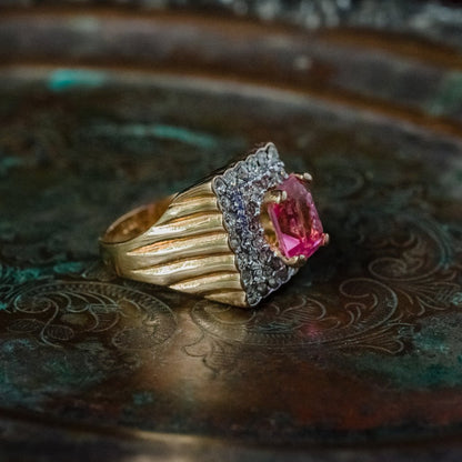 Vintage Austrian Crystal Cocktail Ring 18k Yellow or White Gold Electroplated Women's Birthstne RingMade in USA
