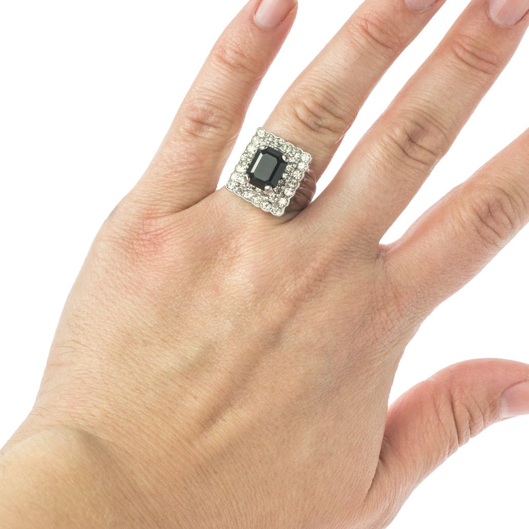 Vintage Austrian Crystal Cocktail Ring 18k Yellow or White Gold Electroplated Women's Birthstne RingMade in USA