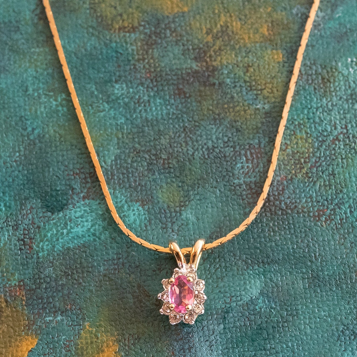 Vintage Smoke Topaz and Clear Austrian Crystal Pendant Necklace - 18k Gold Electroplated jewelry image 1