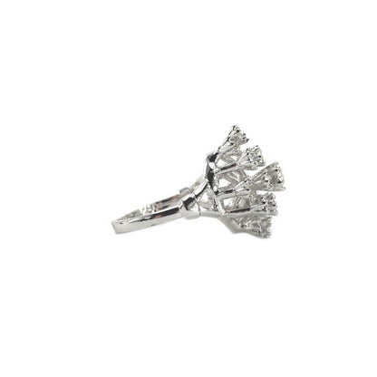 Vintage Ring Ruby Austrian Crystals and Pinfire Opals 18k White Gold Electroplate Made in the USA