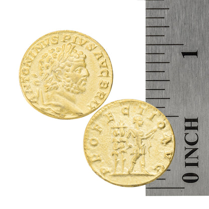 Rare Vintage Roman Emperor Antonius Pius Coin Ring Collectors Item Gold Plated.