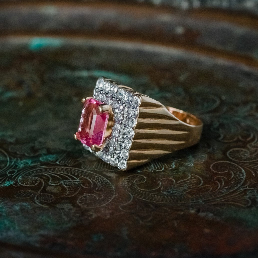 Vintage Austrian Crystal Cocktail Ring 18k Yellow or White Gold Electroplated Women's Birthstne RingMade in USA