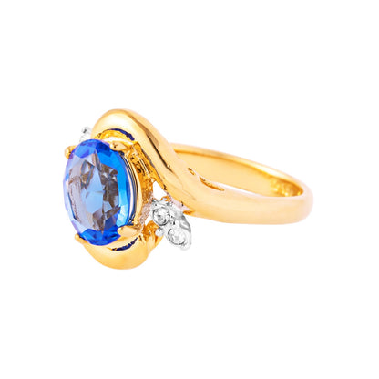 Vintage Ring Swarovski Austrian Crystals 18kt Gold Antique Womans Jewelry Women's Birthstone Rings