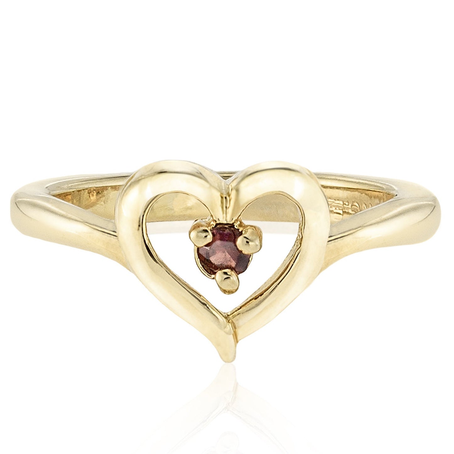 Vintage 1970s Heart Ring with Garnet Austrian Crystal – 18k Yellow Gold Electroplated – Made in USA jewelry image 1