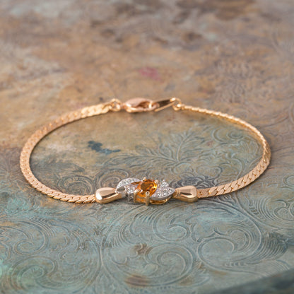 Vintage Light Topaz and Clear Swarovski Crystal 18kt Gold Electroplated Bracelet jewelry image 1