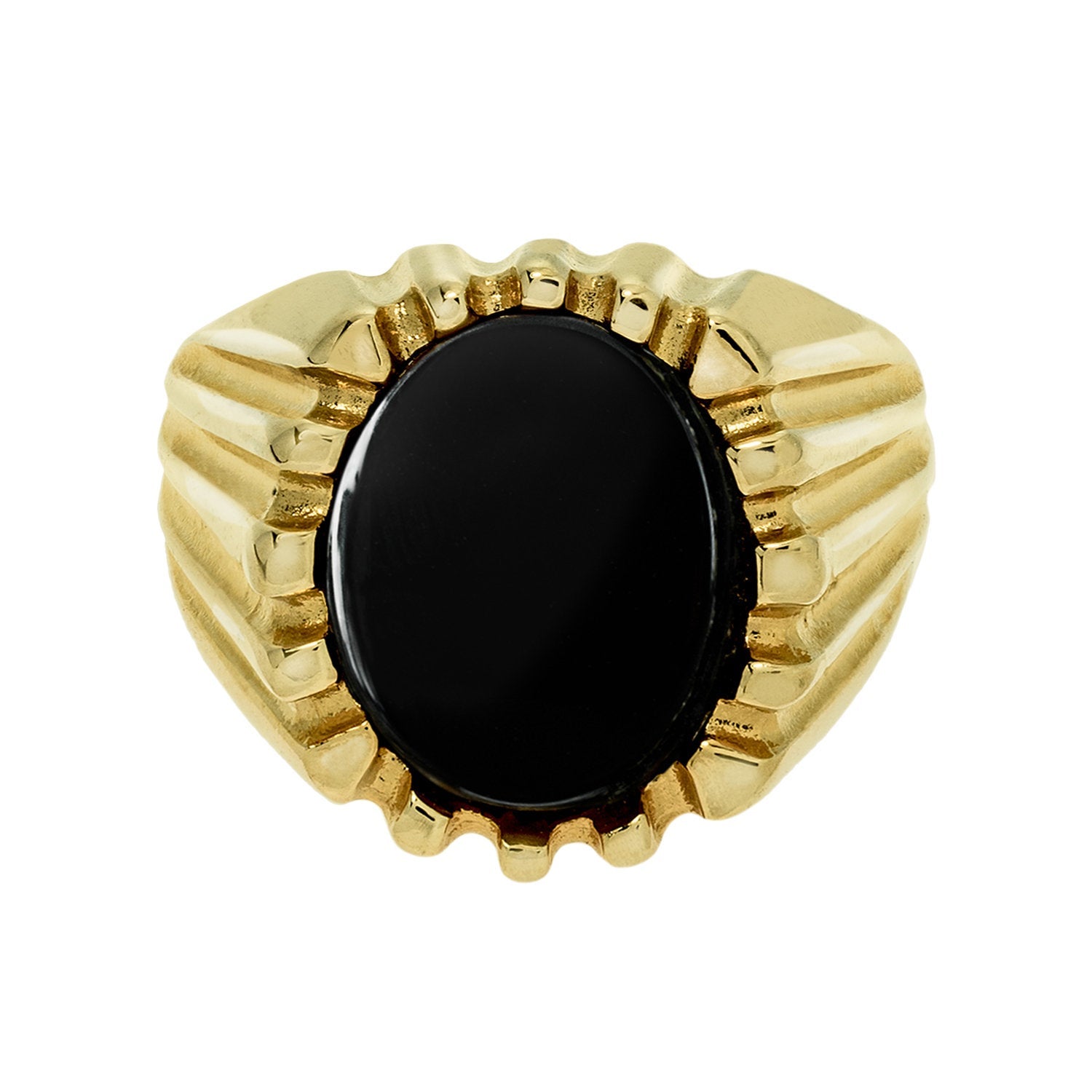 Ezekiel Ring - Vintage 1980s 18kt Gold Plated Genuine Onyx Unisex Ring jewelry image 1