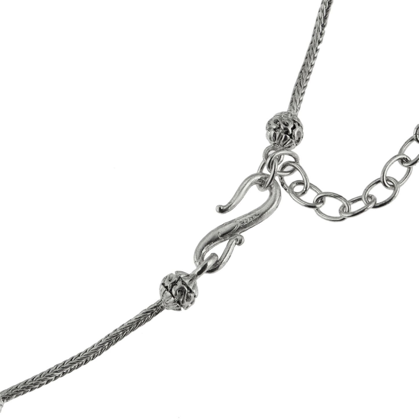 Vintage Oscar De La Renta 16 Inch White Gold Beaded Wheat Chain Necklace with 3 Inch Extender Size: S110