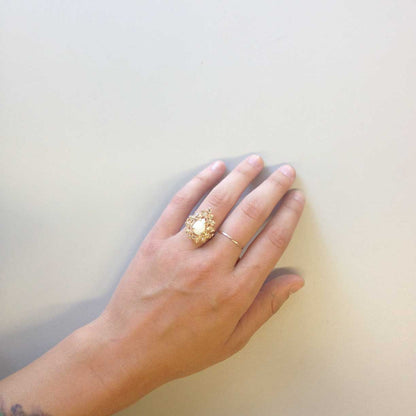 Vintage Ring Victorian Style Genuine Opal or Austrian Crystals 18k Gold Womens Rings