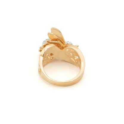 Vintage Bee Ring Austrian Crystals 18kt Gold Insect Womans Jewelry Handmade