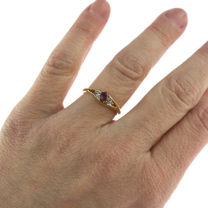 Vintage Genuine Stone or Austrian Crystal Ring 18k Yellow Gold Electroplated Ring Made in the USA
