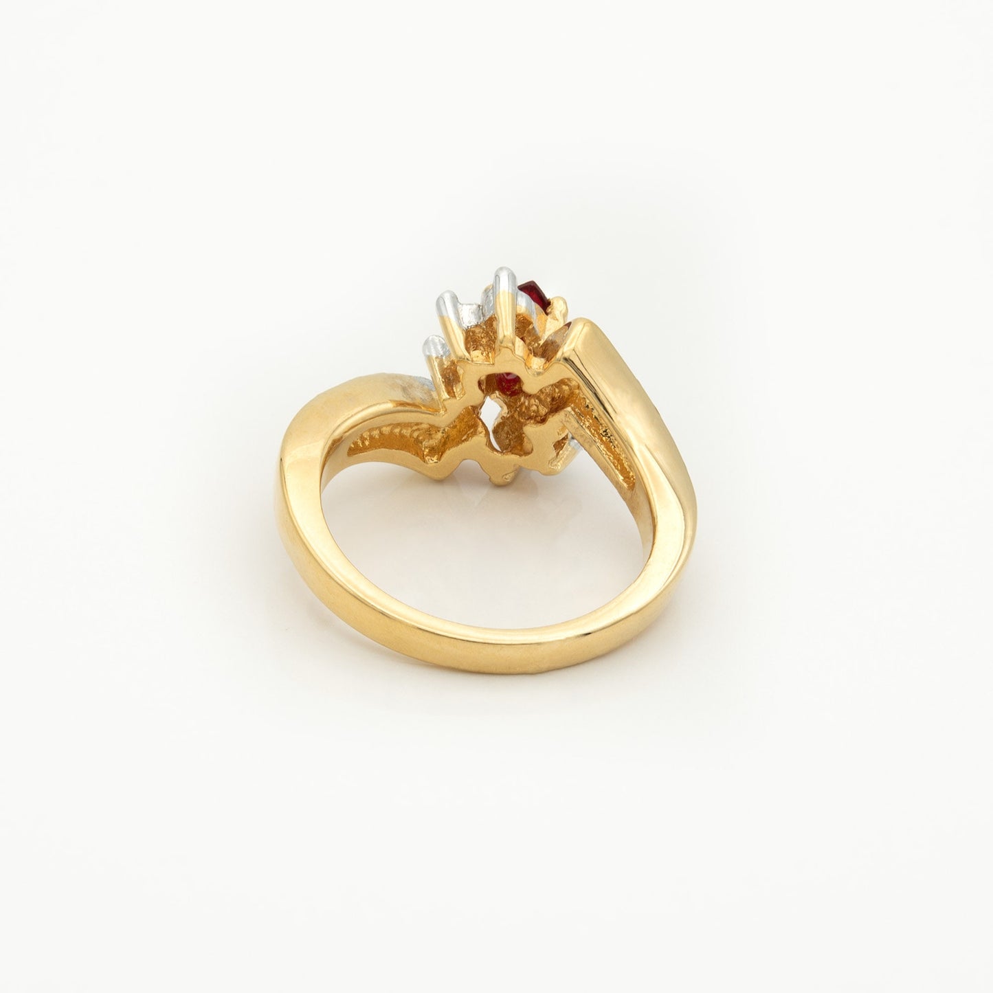 Vintage 1980s Ring Zirconia with Clear Austrian Crystals 18k Yellow Gold Electroplated
