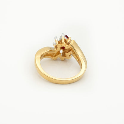 Vintage 1980s Ring Zirconia with Clear Austrian Crystals 18k Yellow Gold Electroplated