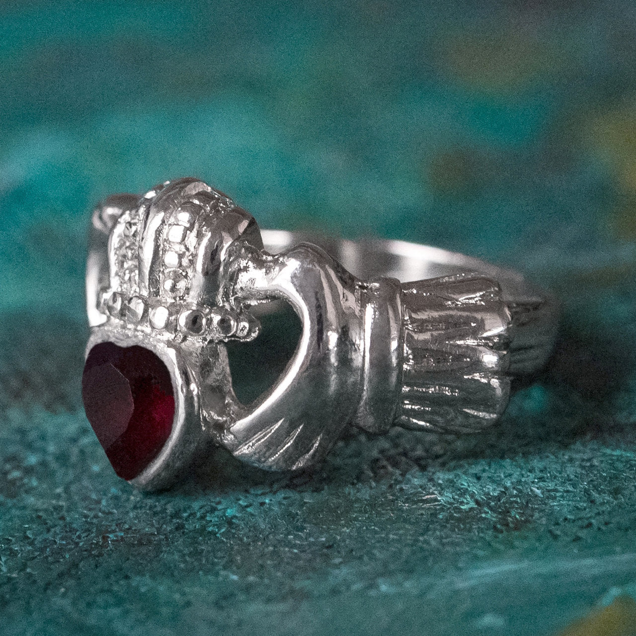 Vintage Jewelry Austrian Crystal Claddagh Ring 18k Yellow or White Gold Electroplated Ring for Man or Woman