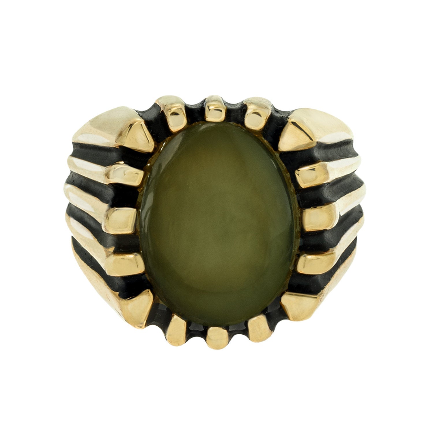Grayson Ring - Vintage 1980s 18kt Gold Plated Genuine Jade Onyx Ring jewelry image 1