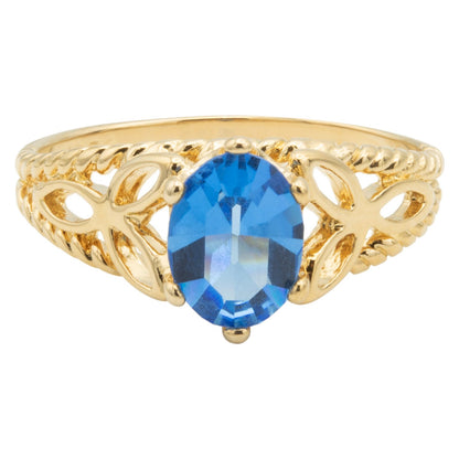 Vintage Peridot Austrian Crystal 18k Gold Electroplated Filigree Cocktail Ring Made in USA