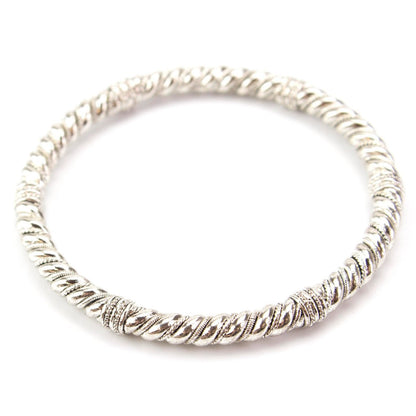 Vintage Oscar De La Renta Textured Antiqued Silver Bangle Bracelet