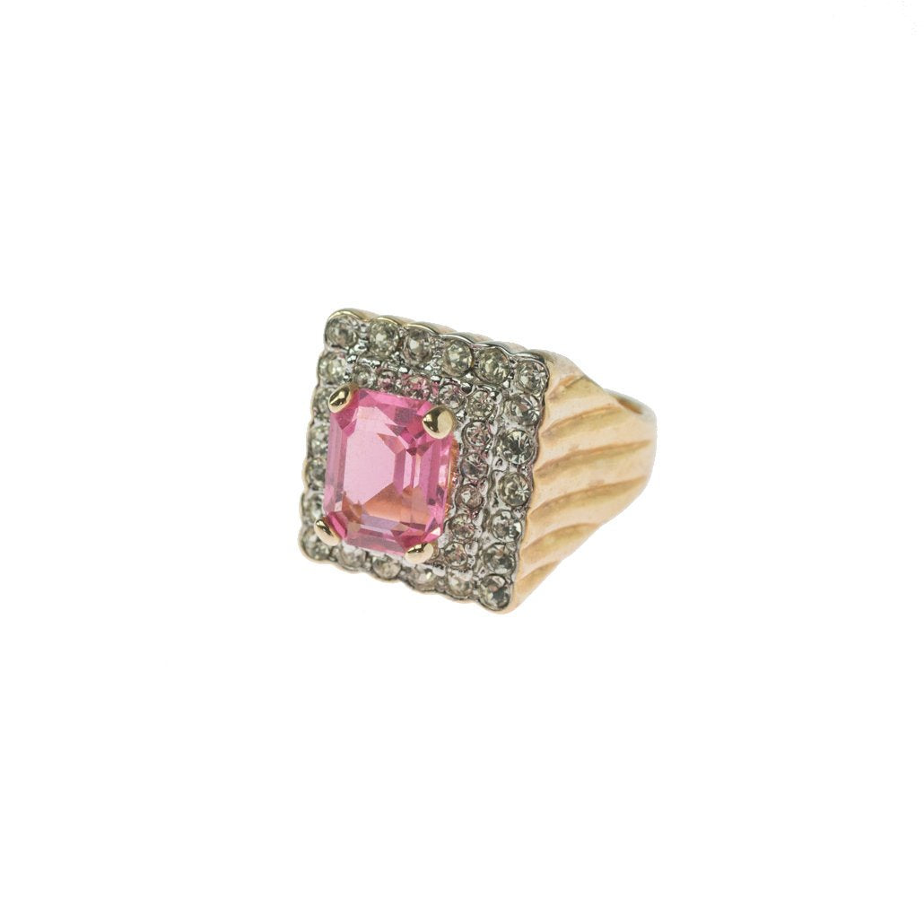 Vintage Austrian Crystal Cocktail Ring 18k Yellow or White Gold Electroplated Women's Birthstne RingMade in USA