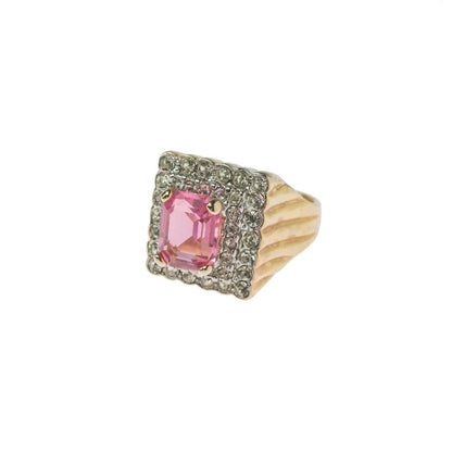 Vintage Austrian Crystal Cocktail Ring 18k Yellow or White Gold Electroplated Women's Birthstne RingMade in USA