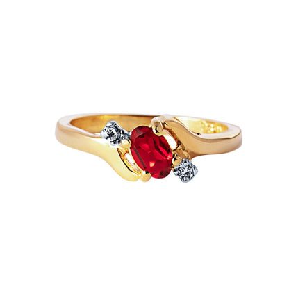 Vintage 1980s Ruby and Clear Austrian Crystal Ring – 18k Yellow Gold Electroplated – Made in USA #R1036 jewelry image 1