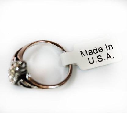 Vintage Pave Ring with Clear Austrian Crystals Antiqued 18kt White gold Electroplated Made in USA