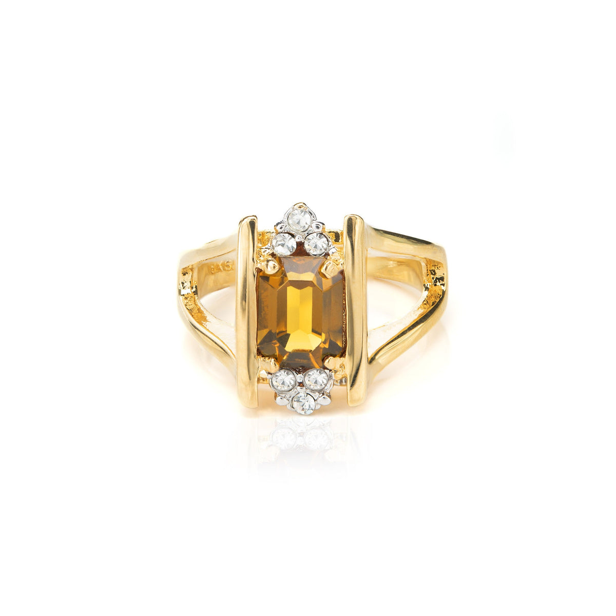 Vintage 1980s Garnet and Clear Austrian Crystals 18k Yellow Gold Electroplated January Birthstone Made in USA #R1747