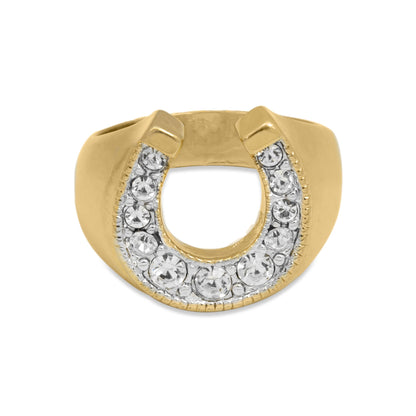 Equestrian Vintage Austrian Crystal Horseshoe Ring for Woman or Man