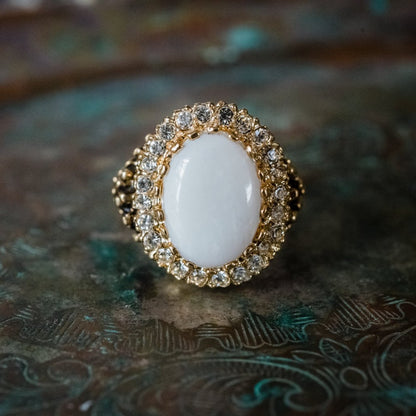 Vintage Amethyst and Clear Crystal 18k Antiqued Yellow Gold Electroplated Ring Made in the USA