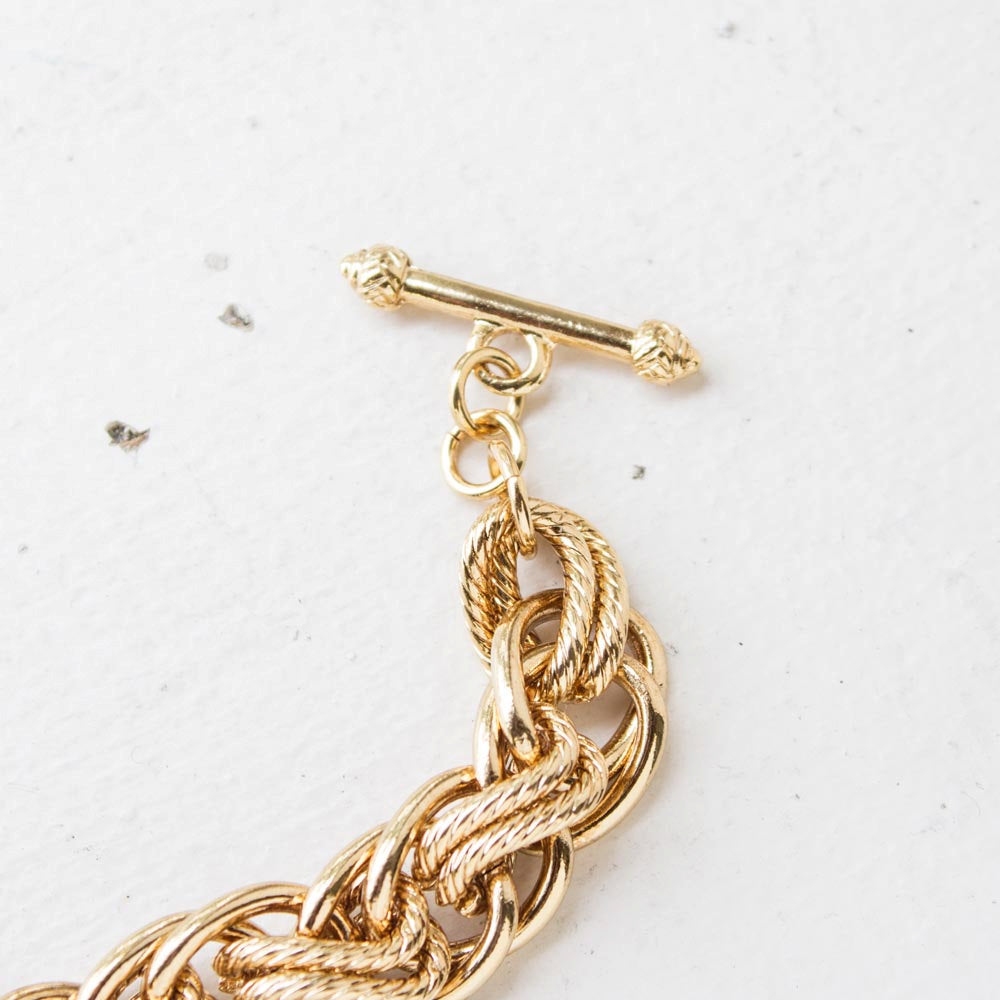Vintage Women's Oscar De La Renta Gold Plated Braided Textured Links Bracelet