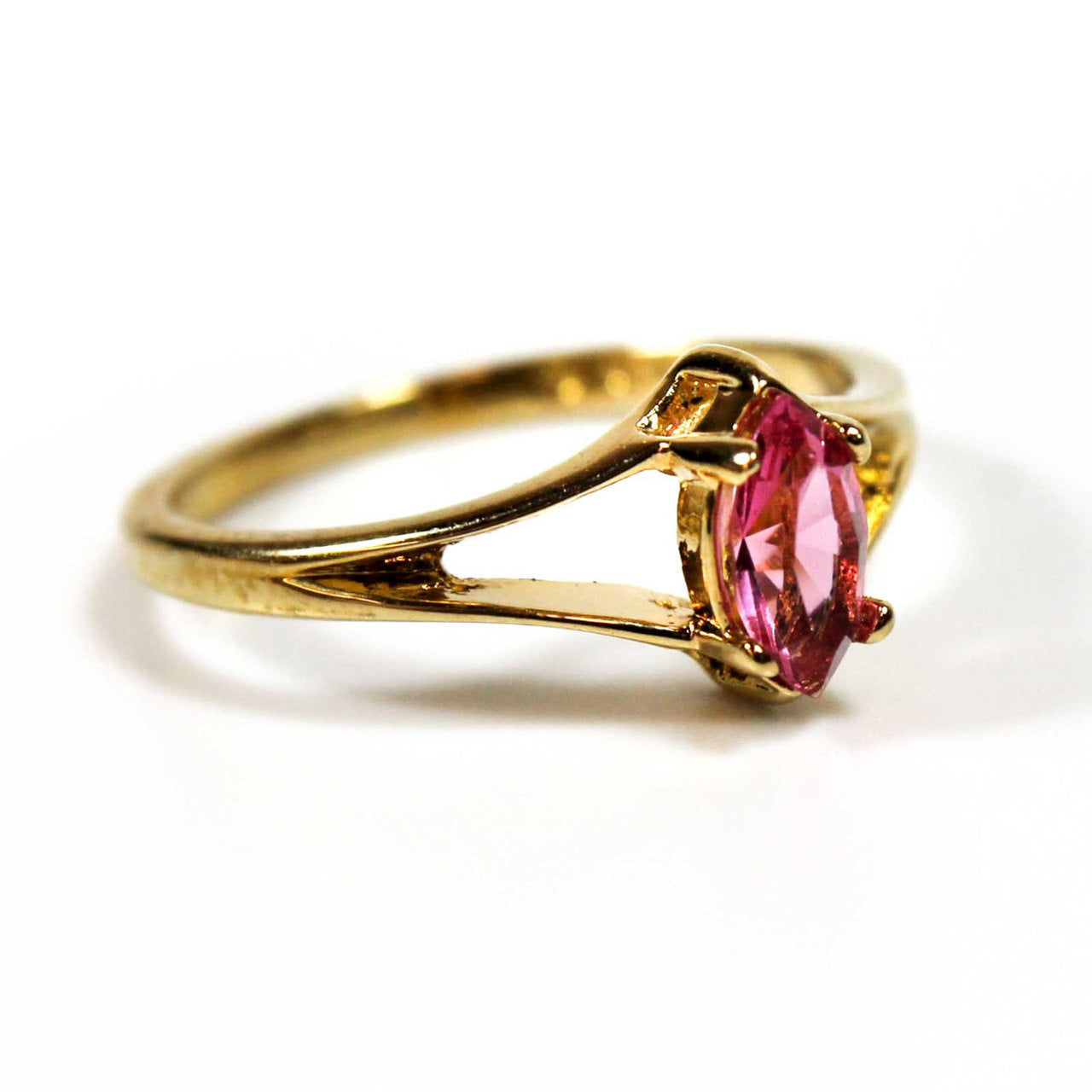 Vintage Ring Pink Swarovski Crystal 18k Gold Victorian October Birthstone Antique Womans Jewelry Dainty #R950 Size: 10