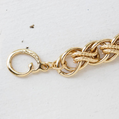 Vintage Women's Oscar De La Renta Gold Plated Braided Textured Links Bracelet