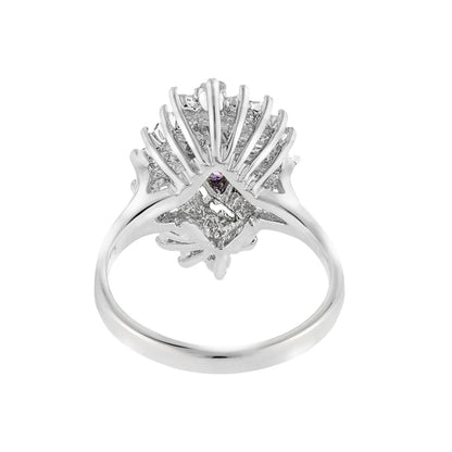Vintage 1970's Austrian Crystals 18k White Gold Electroplated Ring Made in USA