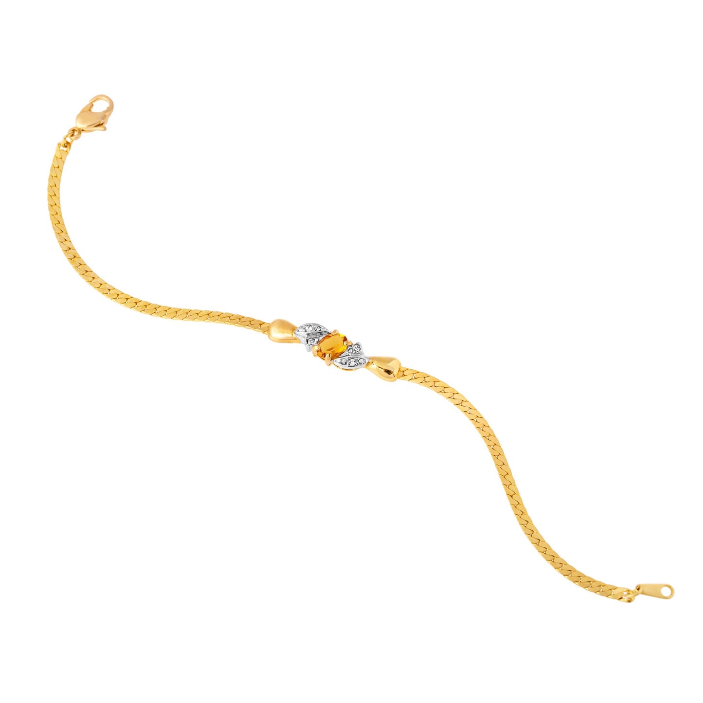 Vintage Bracelet Light Topaz and Clear Swarovski Crystal 18kt Gold Plated Bracelet