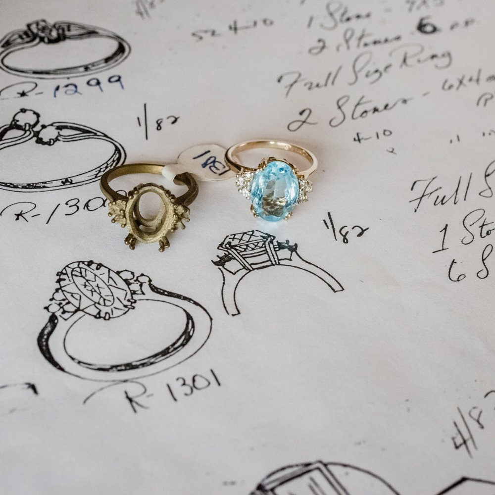 Vintage Aquamarine Oval Cut Austrian Crystal and Clear Crystals Cocktail Ring on Two Tone Accent March Birthstone Made in USA #R1301