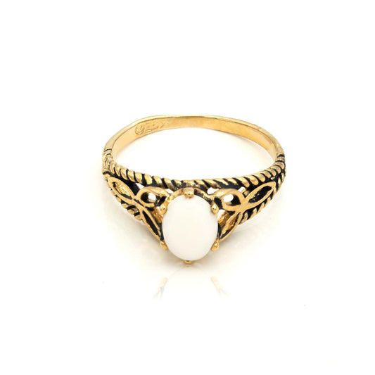 Ada Opal 18k Gold Electroplated Filigree Cocktail Ring - Crystal jewelry image 1