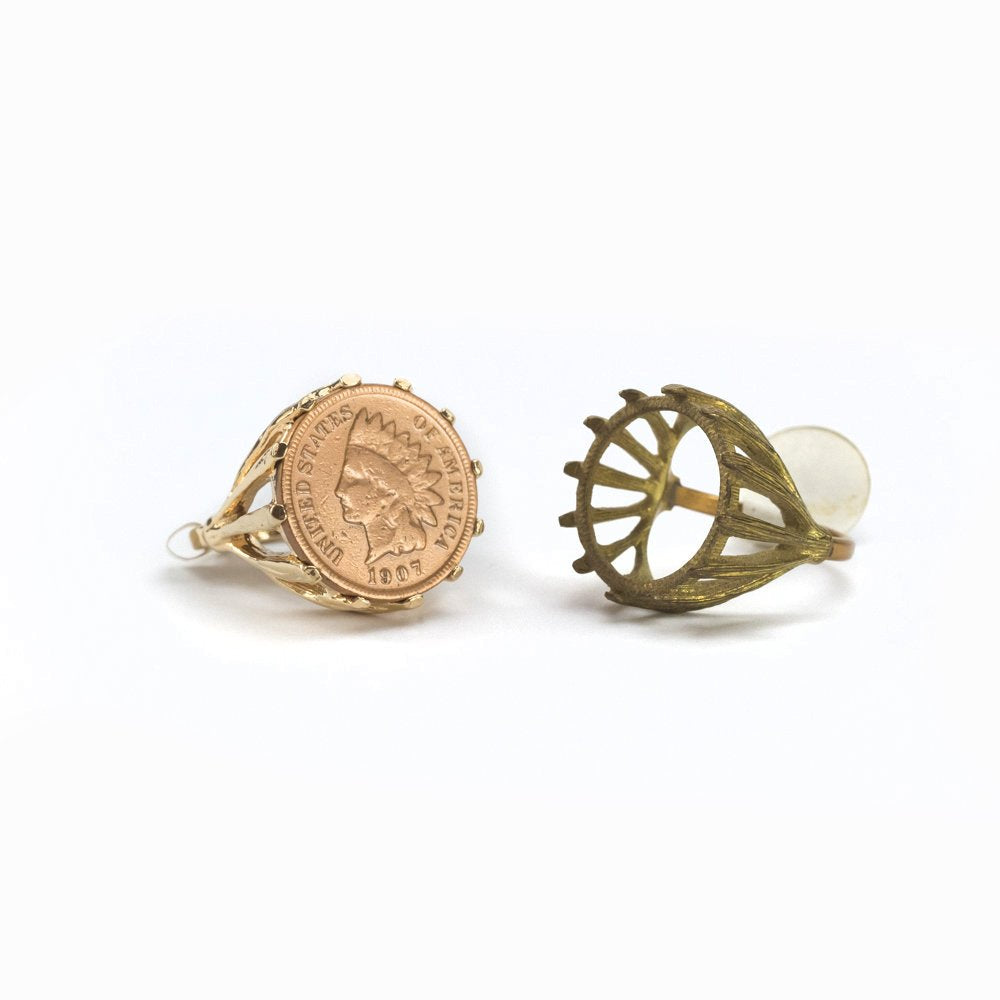 Vintage Ring Indian Head Penny Ring Antique 18k Gold Edwardian Style Handcrafted Coin Jewelry #R137