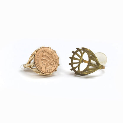 Vintage Ring Indian Head Penny Ring Antique 18k Gold Edwardian Style Handcrafted Coin Jewelry #R137