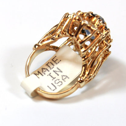 Vintage Women's Austrian Crystal Cocktail Ring 18k Gold Electroplated Birthstone Ring for Women