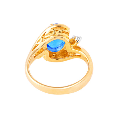 Vintage Ring Swarovski Austrian Crystals 18kt Gold Antique Womans Jewelry Women's Birthstone Rings