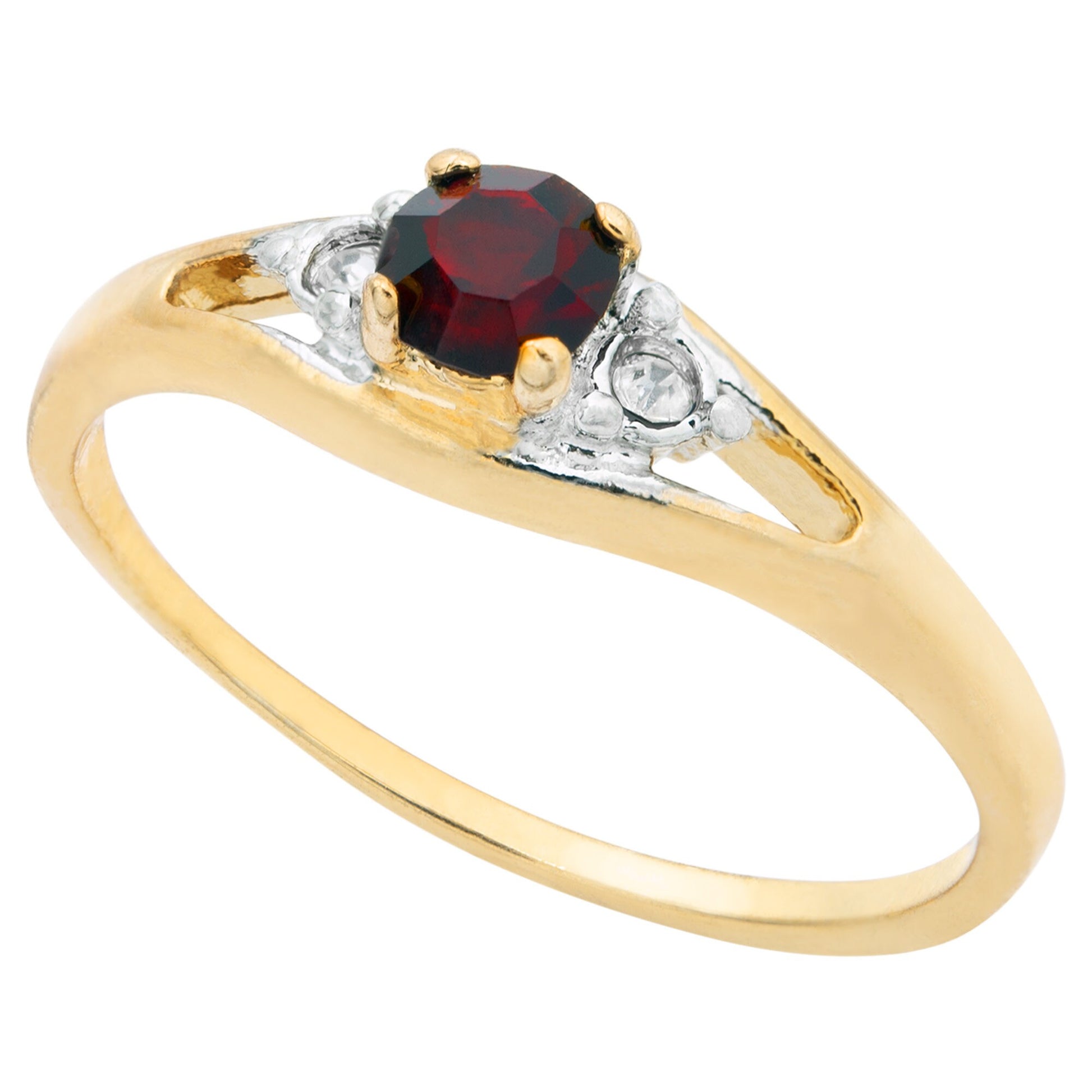 Vintage Genuine Garnet Ring - 18k Yellow Gold Electroplated - Made in USA jewelry image 1