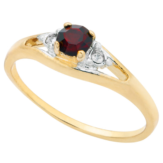 Vintage Genuine Garnet Ring - 18k Yellow Gold Electroplated - Made in USA jewelry image 1