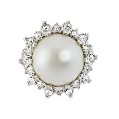 vintage-pearl-bead-Austrian-crystal-ring-white-gold-plated