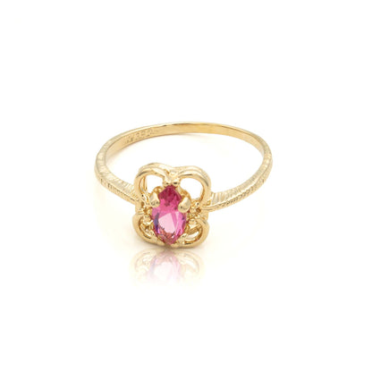 Maisie Vintage Pink Tourmaline Austrian Crystal Ring - 18k Gold Electroplated jewelry image 1