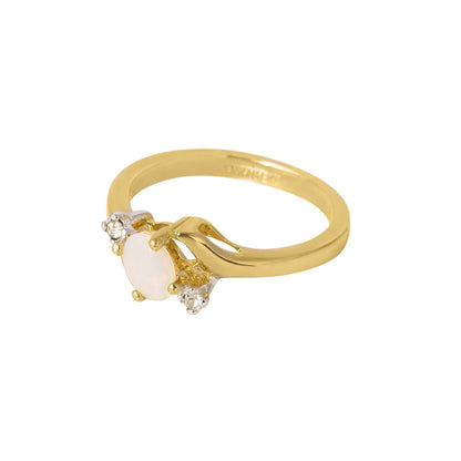 Vintage Ring Sapphire & Clear Austrian Crystals 18k White Gold Electroplated September Birthstone